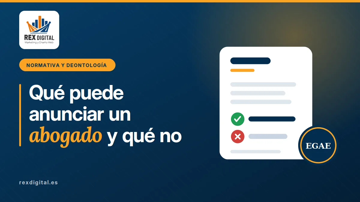 Publicidad de abogados: documento de despacho con un mensaje permitido, otro prohibido y el sello del Estatuto de la Abogacía